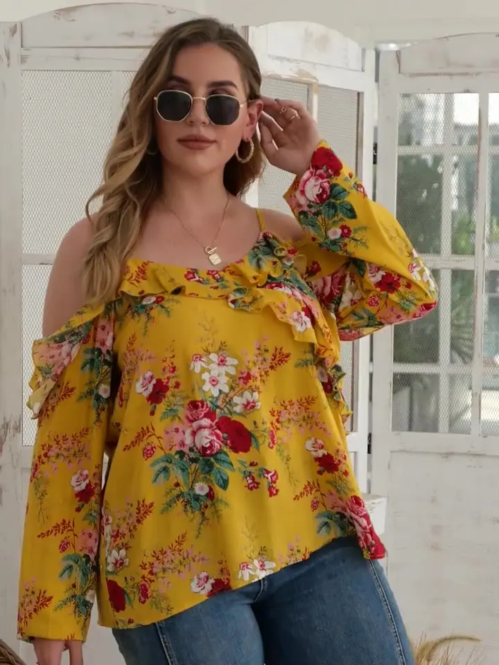 Plus Size Women's 2021 Spring Sexy Print Loose Long-sleeved Pullover Halter Neck T-shirt, Picture color
Plus Size Women's 2021 Spring Sexy Print Loose Long-sleeved Pullover Halter Neck T-shirt, Picture color