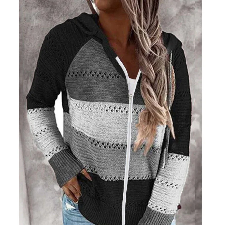 Summer 2021 Wholesale Winter Fall women's sweaters Women Long Sleeves Striped Knitted Hoodie Sweater
Summer 2021 Wholesale Winter Fall women's sweaters Women Long Sleeves Striped Knitted Hoodie Sweater