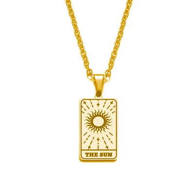 Hot Sale Trendy Gold-Plated Alloy Tarot Cards Geometric Moon Star Square Pendant Necklaces For Anniversary Gifts
Hot Sale Trendy Gold-Plated Alloy Tarot Cards Geometric Moon Star Square Pendant Necklaces For Anniversary Gifts