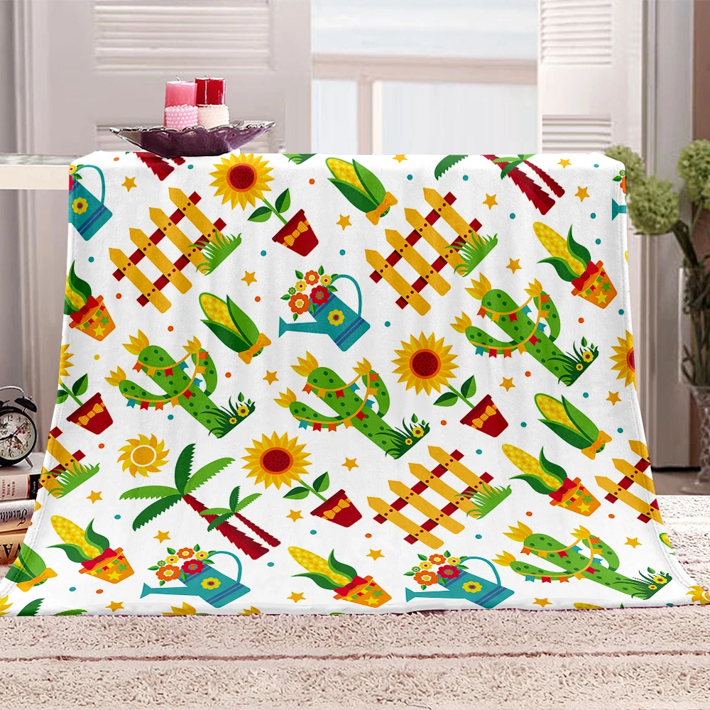 

Cartoon Cactus Knitted Blanket Custom Photo Digital Printing Flannel/wool Sublimation Baby Blanket 130*100cm