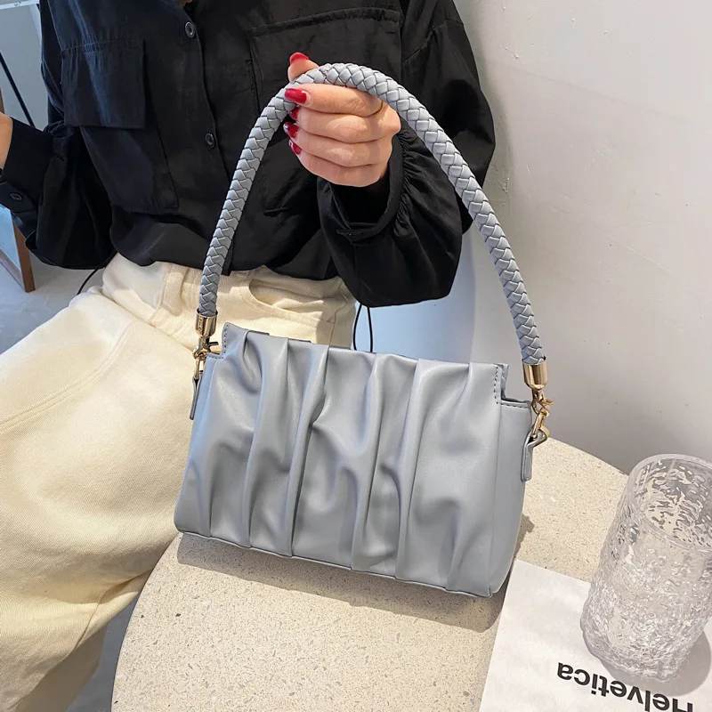 Hot selling fashion braided handle pleated ladies handbags mini solid color crossbody shoulder woman's hand bag, 5 colors
Hot selling fashion braided handle pleated ladies handbags mini solid color crossbody shoulder woman's hand bag, 5 colors
