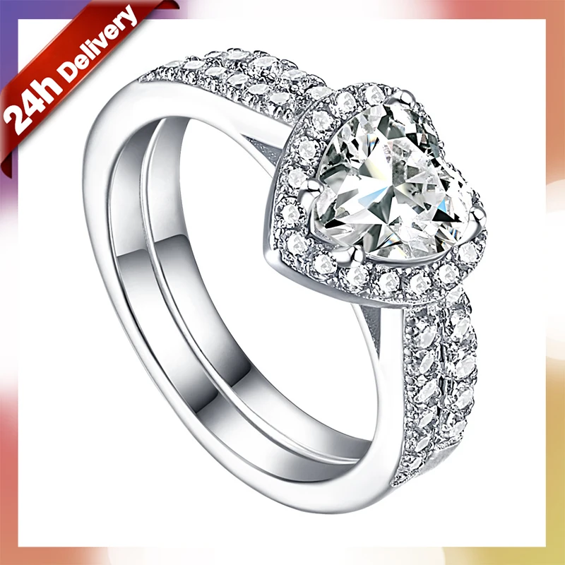 Dylam Wedding Engagment Rings 925 Sterling Silver For Women Diamond Designs Engagement Double Ladies Heart Shaped Ring
Dylam Wedding Engagment Rings 925 Sterling Silver For Women Diamond Designs Engagement Double Ladies Heart Shaped Ring