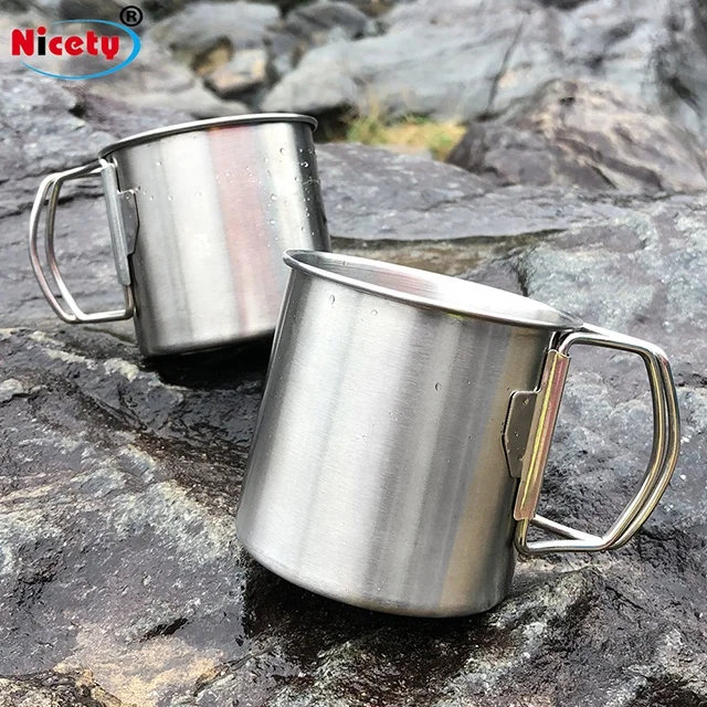 Camping cups metal for hiking outdoor stainless steel cups beer mugs with handle portable camping water cups for picnic, Silver
Camping cups metal for hiking outdoor stainless steel cups beer mugs with handle portable camping water cups for picnic, Silver
