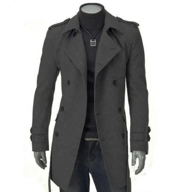 Designer Men's Wool Trench Coat Men's Mid-Length Double-Breasted Woolen Coat, Pictures
Designer Men's Wool Trench Coat Men's Mid-Length Double-Breasted Woolen Coat, Pictures
