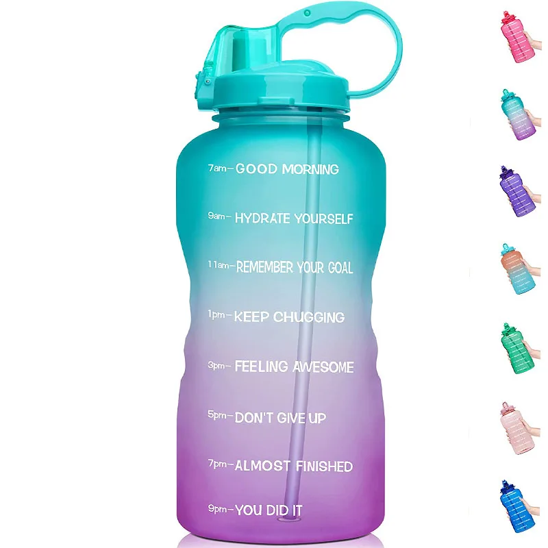 2021 new design everich a gallon 2L/64oz plastic good quality customization Big straw water bottle with handle time marker, Customized color
2021 new design everich a gallon 2L/64oz plastic good quality customization Big straw water bottle with handle time marker, Customized color
