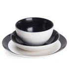 Black and White Dinnerware Sets,Ceramic Plate Bowl Tableware Sets Dishwasher Safe