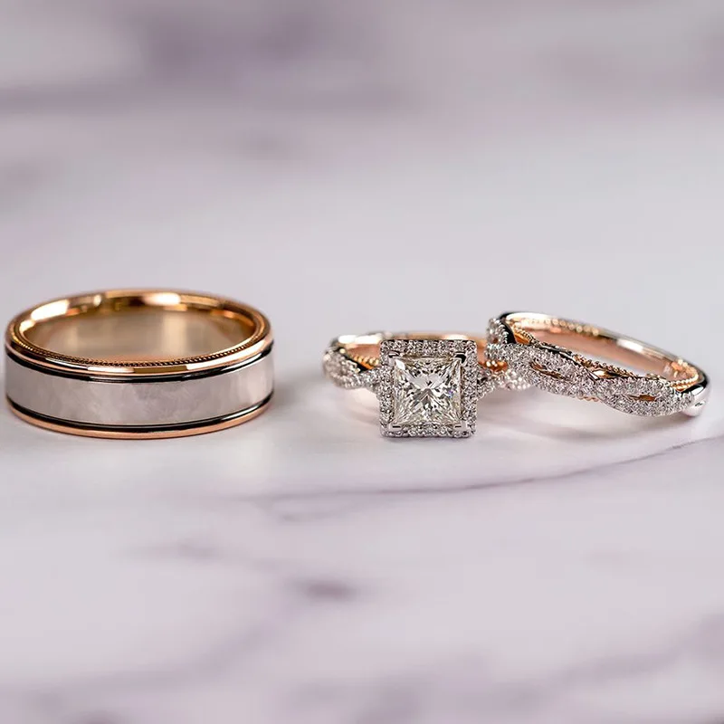 Rose Gold Plated Luxury 3pcs Diamond Twist Engagement Ring Square Zircon Wedding Ring
Rose Gold Plated Luxury 3pcs Diamond Twist Engagement Ring Square Zircon Wedding Ring