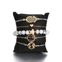 

Handmade Jewelry 5 Pcs Braid Pineapple Map Tortoise Turtle Heart Turquoise Bracelet Set For Women