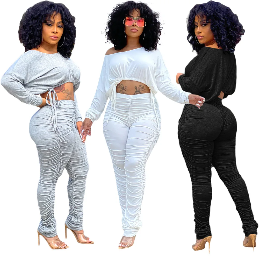 F21477 Women's autumn/winter simple fashion sports round neck pleated drawstring long sleeve trouser suit women set, 1# white,2# grey,3# black
F21477 Women's autumn/winter simple fashion sports round neck pleated drawstring long sleeve trouser suit women set, 1# white,2# grey,3# black
