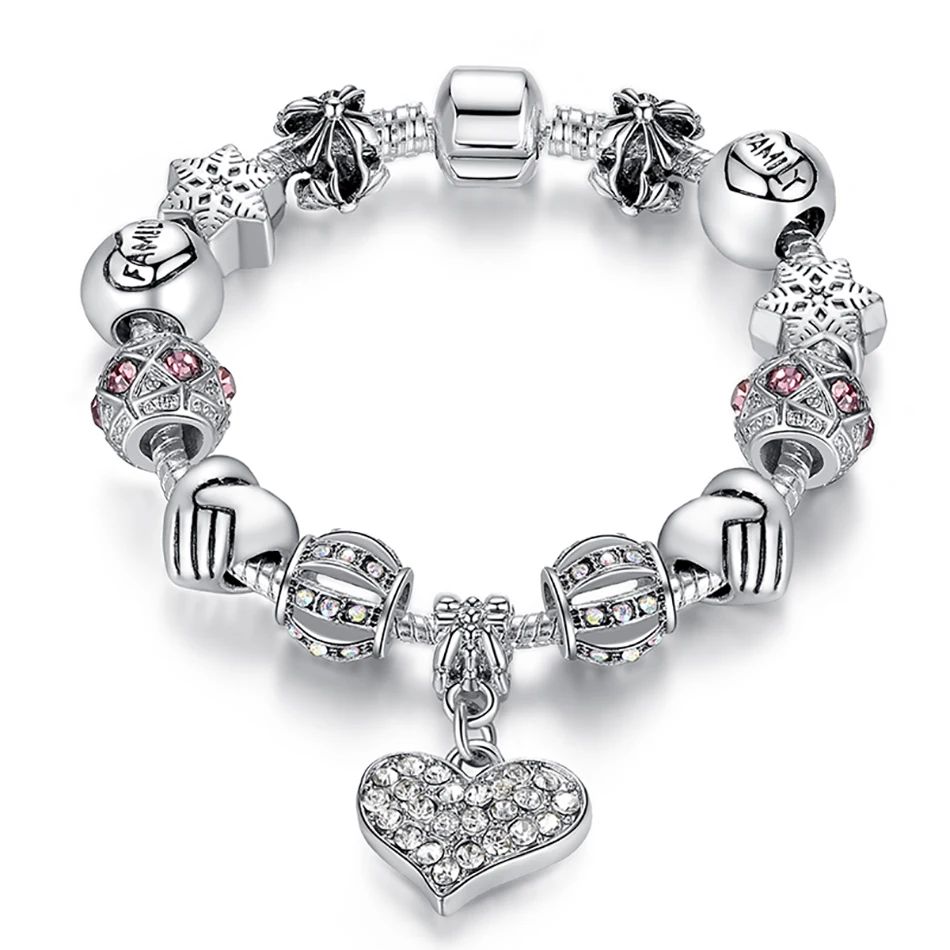 Hot Sell Jewelry Silver Color Crystal Charm Bracelet for Women European Big Hole Beads Bracelet DIY Heart Charm Bracelets
Hot Sell Jewelry Silver Color Crystal Charm Bracelet for Women European Big Hole Beads Bracelet DIY Heart Charm Bracelets