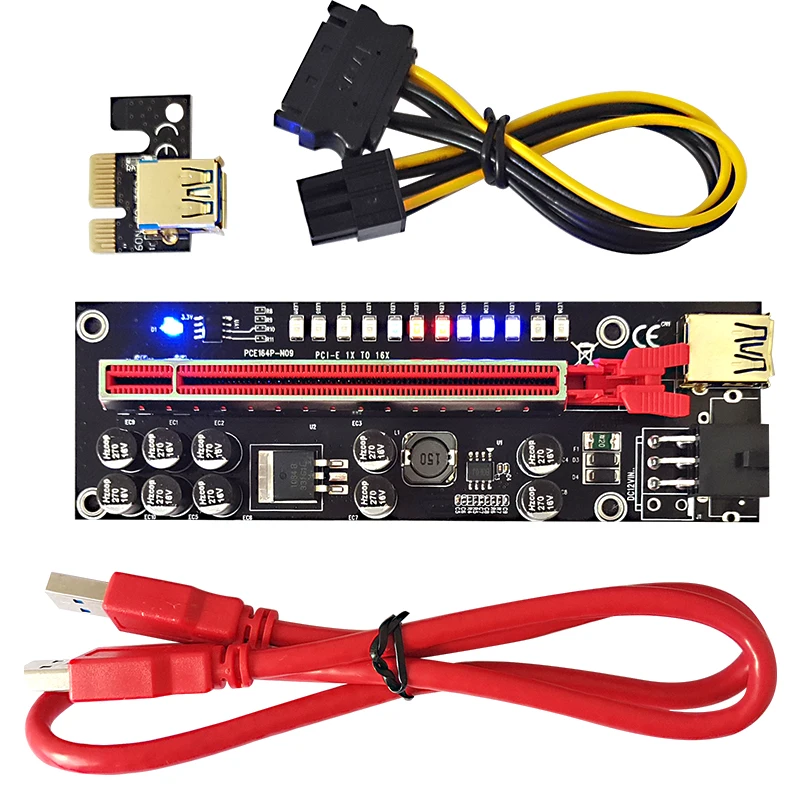 New Pcie Riser Card VER V011pro PLUS Riser 011 pro plus 1X to 16X Riser 011 pro Express Adapter With 10 Capacitors, Black
New Pcie Riser Card VER V011pro PLUS Riser 011 pro plus 1X to 16X Riser 011 pro Express Adapter With 10 Capacitors, Black