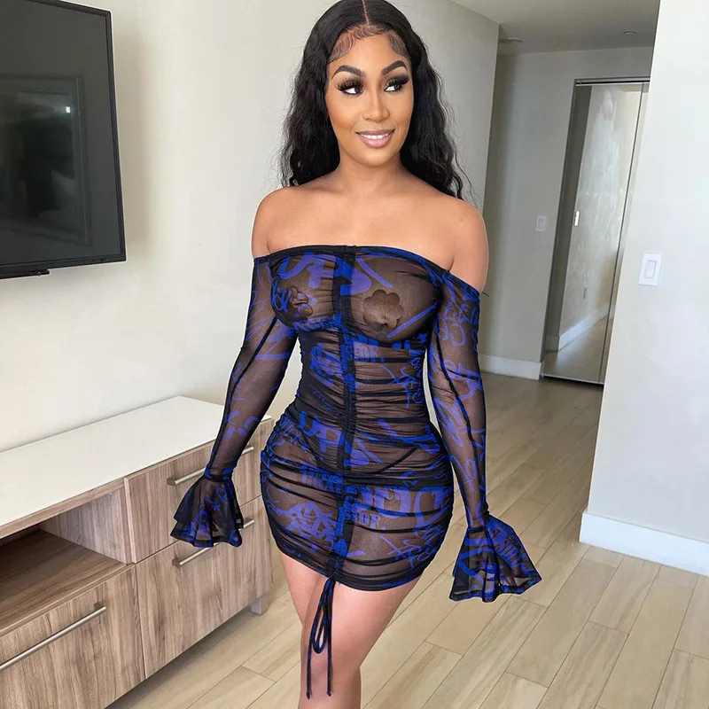 Fashion sexy black flared sleeves off shoulder see-through slim short summer dress, Customized color
Fashion sexy black flared sleeves off shoulder see-through slim short summer dress, Customized color