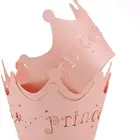 24pcs Pink princess party supplies Crown Cupcake Wrappers Cases Christening Baby Girl Shower Party Cake Wedding Decoration