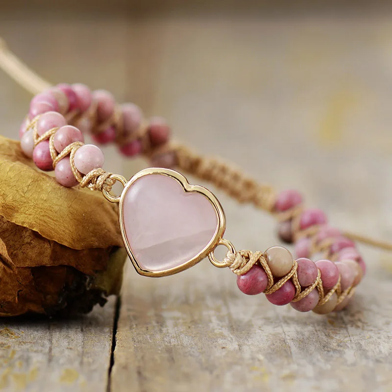 New Design Pink Heart Natural Stone Hand-Woven Double Layer Adjustable Beaded Bracelet Accessories For Women
New Design Pink Heart Natural Stone Hand-Woven Double Layer Adjustable Beaded Bracelet Accessories For Women