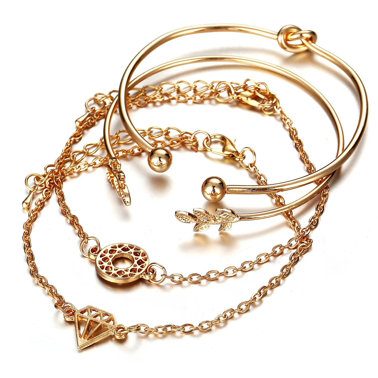 Adjustable Diy Creative Four-Piece Set Chain Bracelet Leaf Bangle Adjustable Gilr Bracelet For Women
Adjustable Diy Creative Four-Piece Set Chain Bracelet Leaf Bangle Adjustable Gilr Bracelet For Women