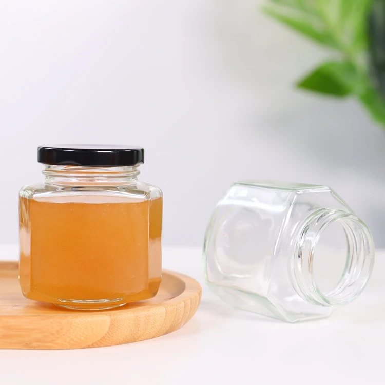 Food packaging container customized oval hex glass jam honey pot jar with metal cover, Clear
Food packaging container customized oval hex glass jam honey pot jar with metal cover, Clear