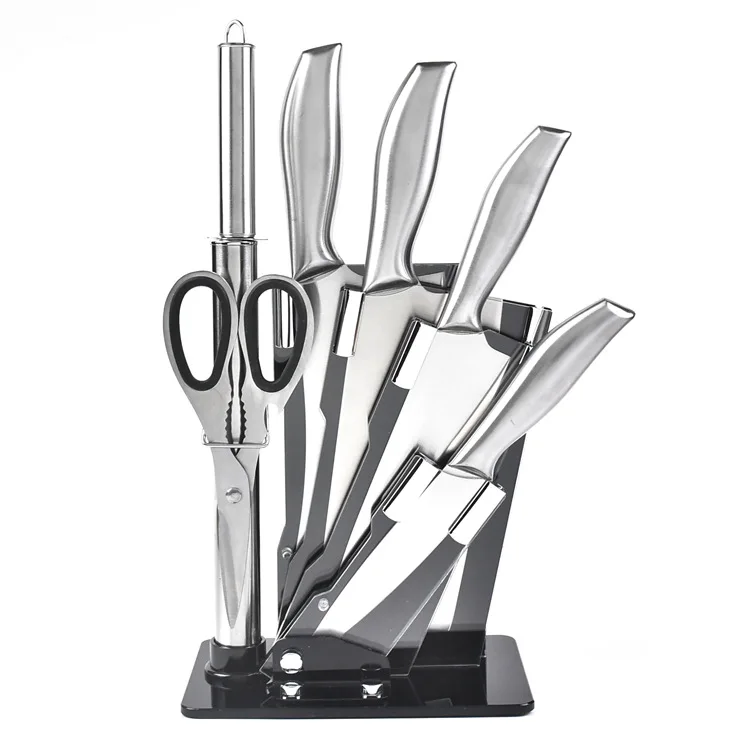Multifunctional seven 7 pcs set premium heavy duty stainless steel kitchen chef knife with stand holder base rack
Multifunctional seven 7 pcs set premium heavy duty stainless steel kitchen chef knife with stand holder base rack