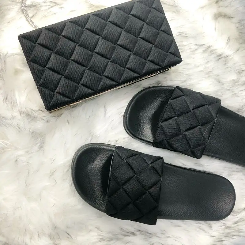 Amazon hot selling ladies sandals and bag set new style outdoor wear plaid slides slippers for women fashion purse and shoe sets, Black,hot pink,brown,yellow
Amazon hot selling ladies sandals and bag set new style outdoor wear plaid slides slippers for women fashion purse and shoe sets, Black,hot pink,brown,yellow