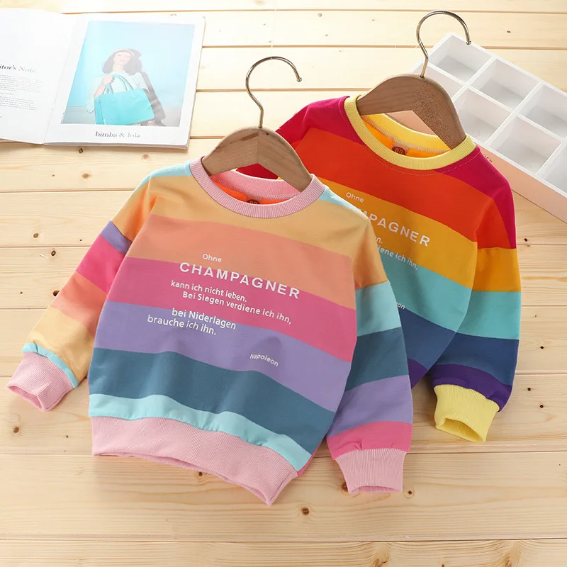 2021 boutique hot sale Girls long sweater autumn new design Korean style rainbow stripes fashion t shirt cotton sweater, Dark striped sweater, light striped sweater
2021 boutique hot sale Girls long sweater autumn new design Korean style rainbow stripes fashion t shirt cotton sweater, Dark striped sweater, light striped sweater