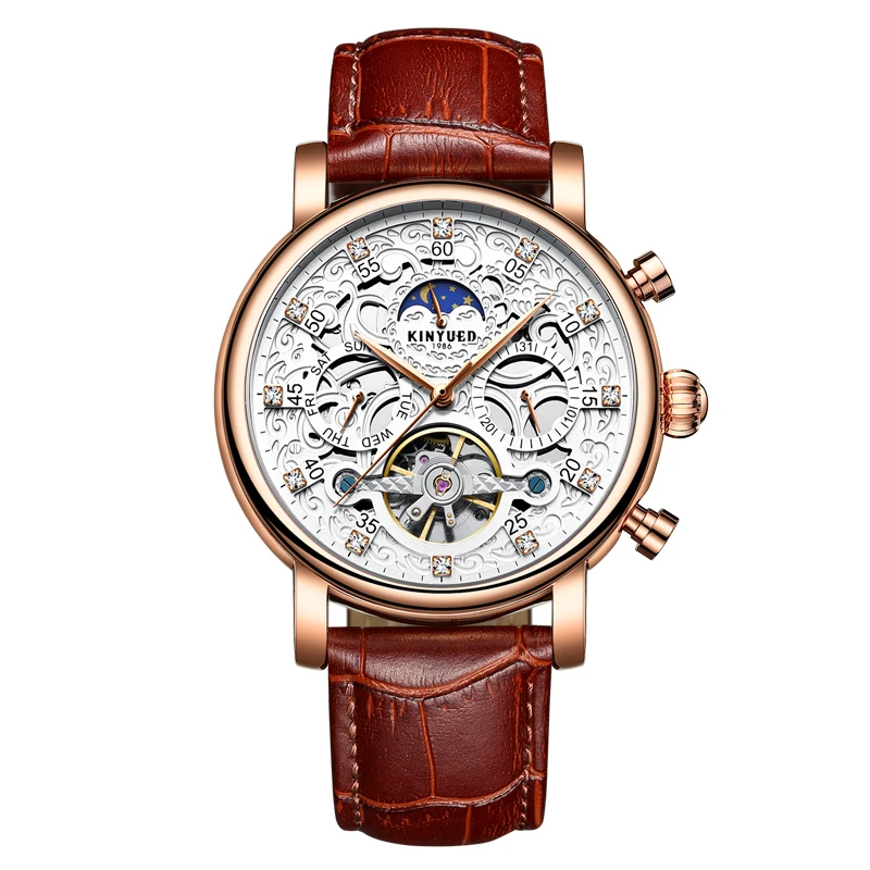 KINYUED J026 High-end business genuine leather men's watches Tourbillon mechanical movemfashion watch 
KINYUED J026 High-end business genuine leather men's watches Tourbillon mechanical movemfashion watch