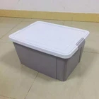 MOQ 50 sets 30L Stackable Light Grey Colors Houseware Plastic Clothing Container With Lid, Clothes Storage Box