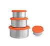 Wholesale silicone lid stainsteel food container/metal kids food container/small 50ML silicone food storage container