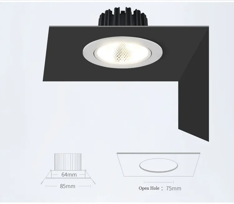 7w 30w 240v Round Adjustable Hotel Ceiling COB Led Down Light Fixtures