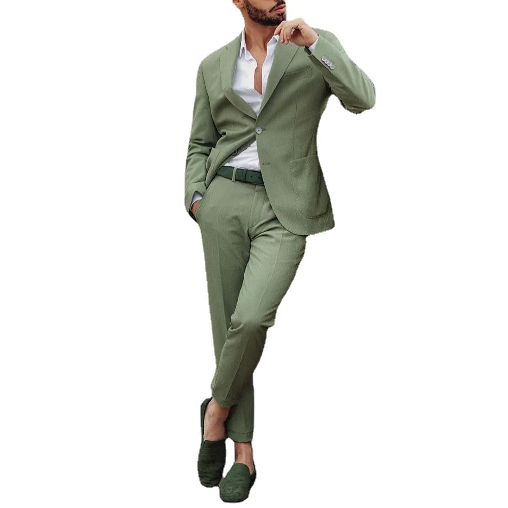 New arrival handsome blazer sets green back center slit custom logo two piece men's suit, As picture or customized
New arrival handsome blazer sets green back center slit custom logo two piece men's suit, As picture or customized