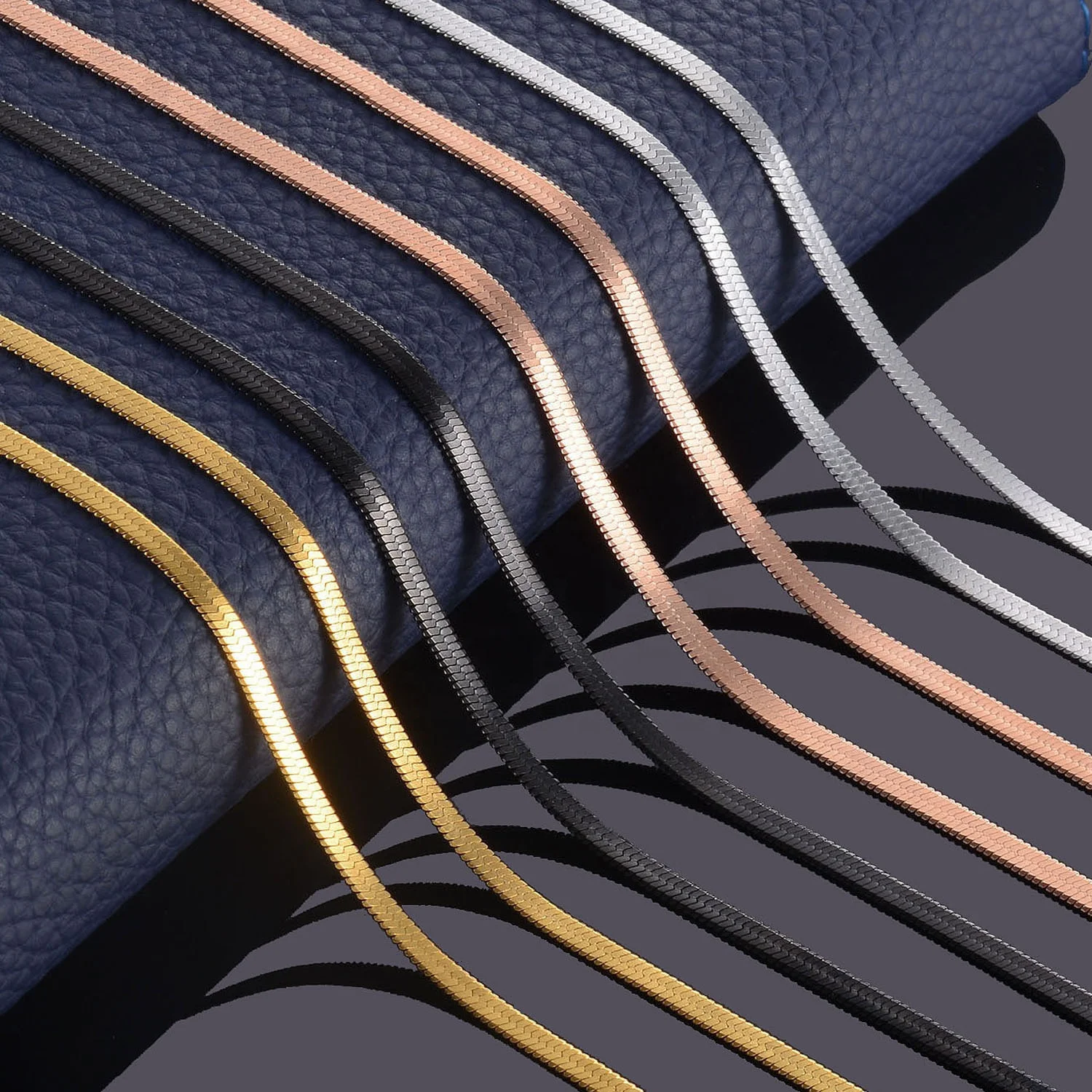Width 3mm Stainless Steel Flat Necklace Gold Men Gift Jewelry Various Length Waterproof Filmy Snake Chain Necklace
Width 3mm Stainless Steel Flat Necklace Gold Men Gift Jewelry Various Length Waterproof Filmy Snake Chain Necklace