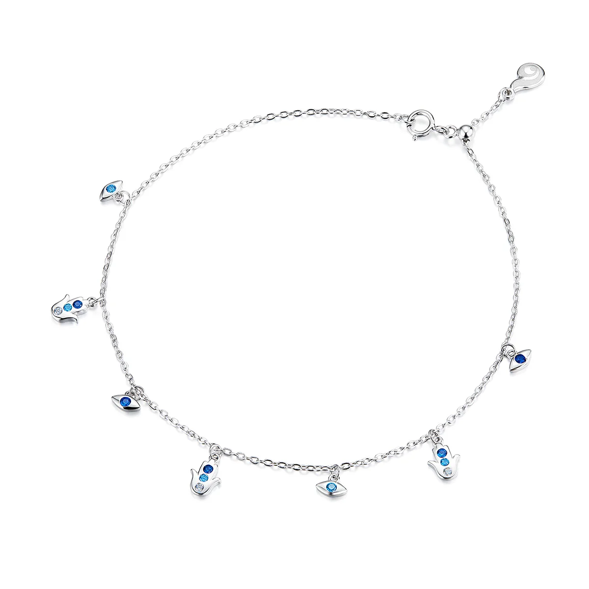 BAMOER Real 925 Sterling Silver Blue Eye and Guardian Fatima Hand Silver Anklet for Women Foot Jewelry Summer Bracelet BST004
BAMOER Real 925 Sterling Silver Blue Eye and Guardian Fatima Hand Silver Anklet for Women Foot Jewelry Summer Bracelet BST004