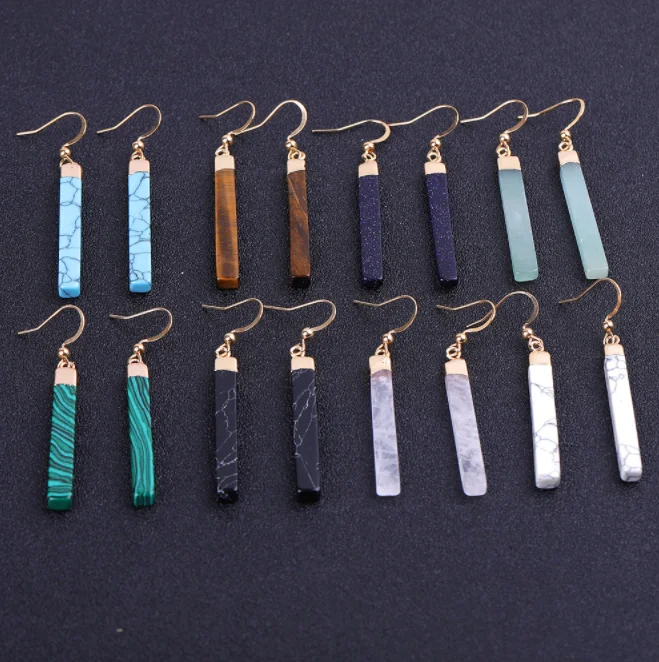 Gold strip earrings natural stone earrings for women
Gold strip earrings natural stone earrings for women