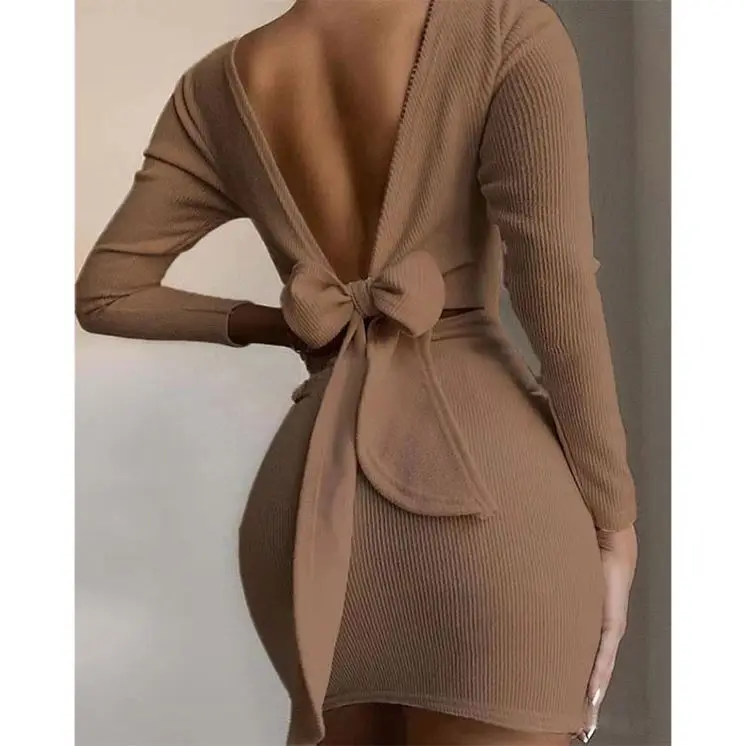 Best Seller 2021 Trendy Women Clothing Bow Tie Bodycon Dress Women Backless Long Sleeve Casual Dresses Mini Short Dress
Best Seller 2021 Trendy Women Clothing Bow Tie Bodycon Dress Women Backless Long Sleeve Casual Dresses Mini Short Dress