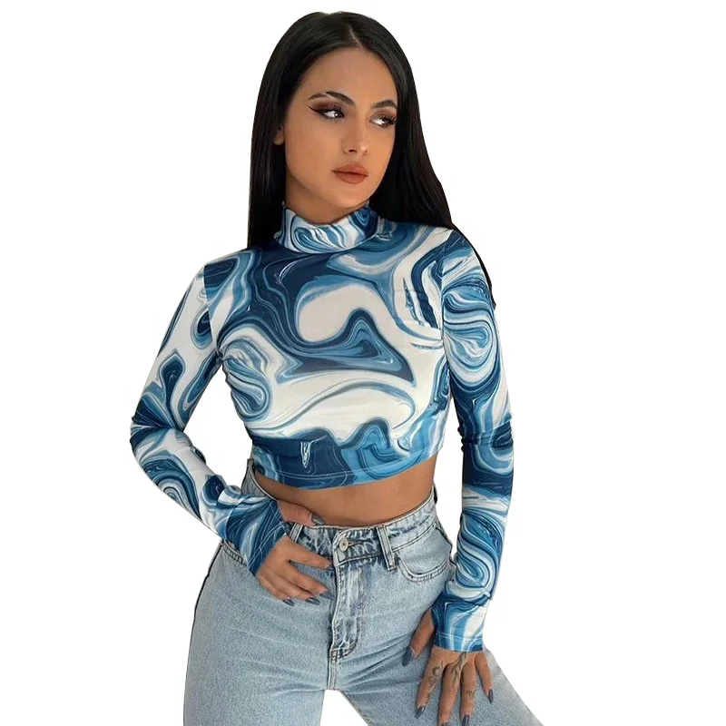 Spring new women's printed halter long sleeved half high collar ladies tops women's blouse, Picture showed
Spring new women's printed halter long sleeved half high collar ladies tops women's blouse, Picture showed