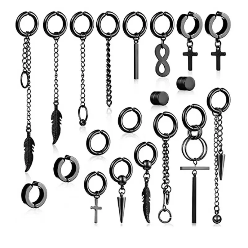 Cross Dangle Men 20 Pieces stainless steel Stud Hinged Hoop Earrings Long Chain for Women
Cross Dangle Men 20 Pieces stainless steel Stud Hinged Hoop Earrings Long Chain for Women