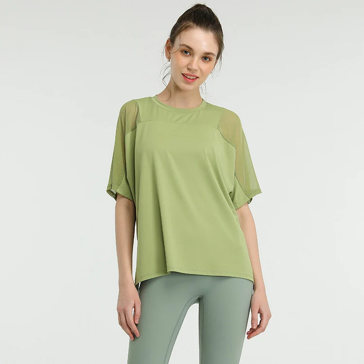 Fashion Stretch Loose T Shirt Mesh Stitching Sports Short Sleeved Fitness Yoga Top Women
Fashion Stretch Loose T Shirt Mesh Stitching Sports Short Sleeved Fitness Yoga Top Women