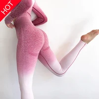 

2019 New Seamless Leggings High Waist Ombre Yoga Pants Workout Gym Leggings Scrunch Butt Gradient Sport Yoga Leggings