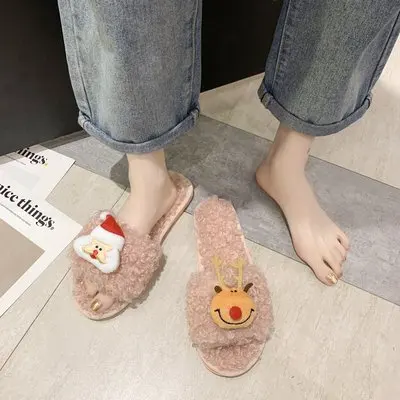 Comfortable cartoon Christmas plush slippers women flip-flops flat daily slides home indoor footwear fur slippers
Comfortable cartoon Christmas plush slippers women flip-flops flat daily slides home indoor footwear fur slippers