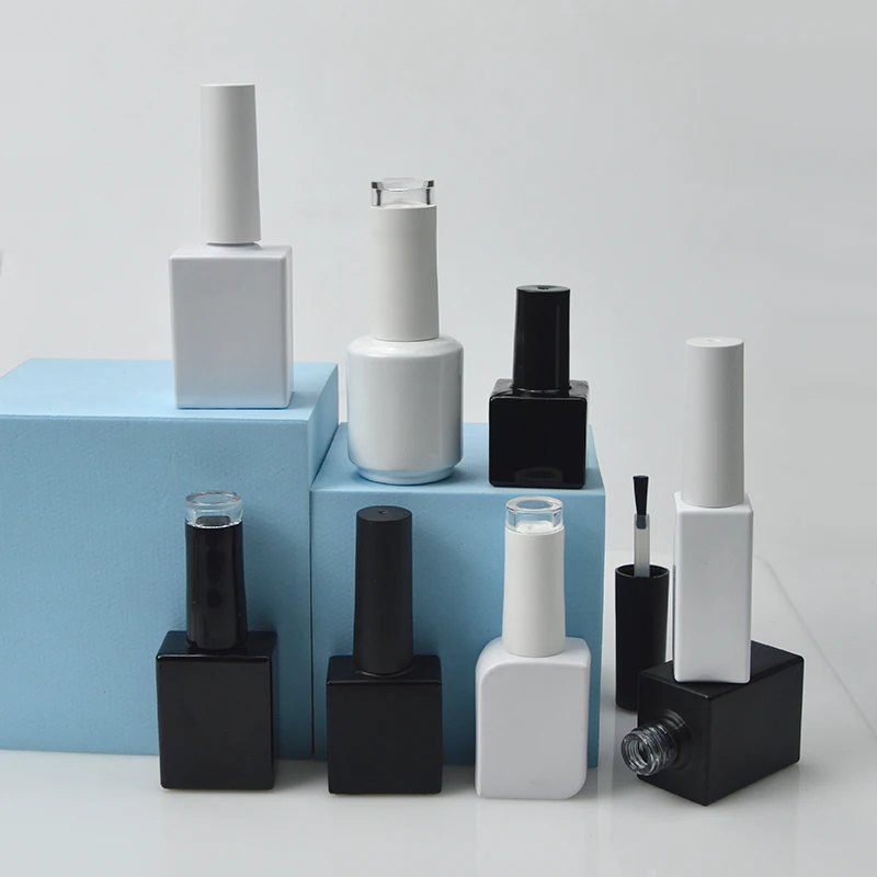 Factory Custom Black White Nail Bottle Glass Nail Polish Bottle Packaging Empty UV Gel Polish Bottle with cap brush
Factory Custom Black White Nail Bottle Glass Nail Polish Bottle Packaging Empty UV Gel Polish Bottle with cap brush