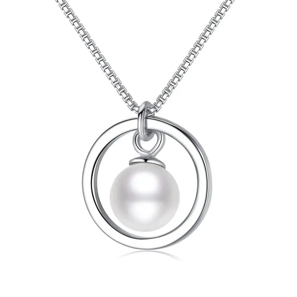 Women Accessories Circle Pearl Charm Pendant Simple Box Chain 925 Silver Necklace, Silver color
Women Accessories Circle Pearl Charm Pendant Simple Box Chain 925 Silver Necklace, Silver color
