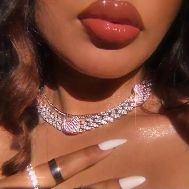 New Cuban Heart Choker Women Crystal Heart Cuban Link Chain Necklace Rapper Bling Jewelry, Colors
New Cuban Heart Choker Women Crystal Heart Cuban Link Chain Necklace Rapper Bling Jewelry, Colors