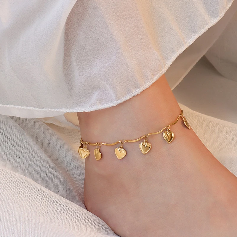 Wholesale Custom Waterproof Foot Jewelry 18k Gold Plated Stainless Steel Multiple Heart Charm Anklet
Wholesale Custom Waterproof Foot Jewelry 18k Gold Plated Stainless Steel Multiple Heart Charm Anklet