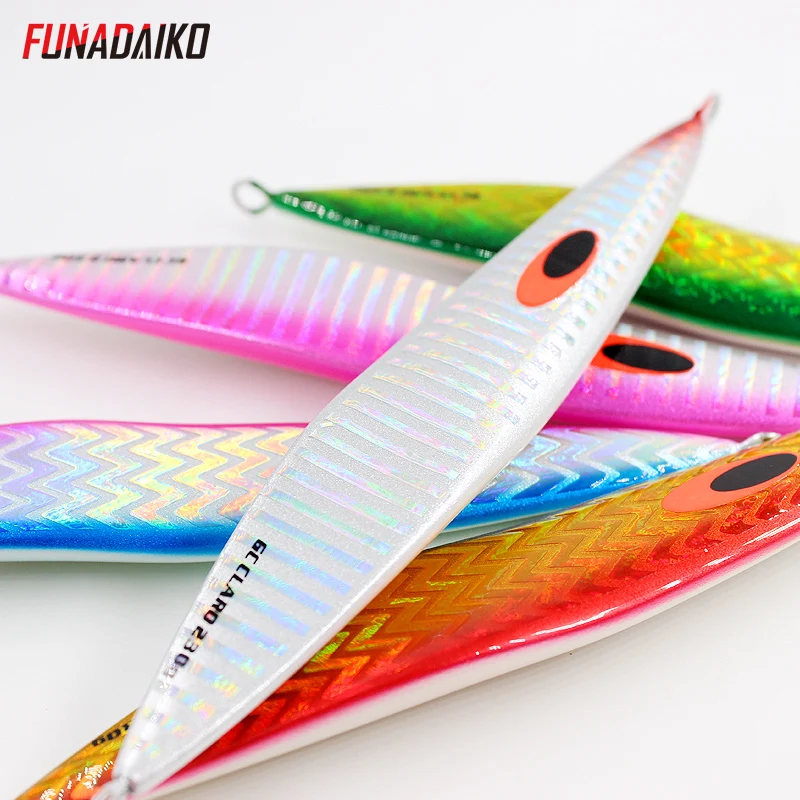 FUNADAIKO 230g/270g/340g fishing metal jigging lure vertical saltwater luminous fishing hard bait metal fishing lure slow jig, 5 colors
FUNADAIKO 230g/270g/340g fishing metal jigging lure vertical saltwater luminous fishing hard bait metal fishing lure slow jig, 5 colors