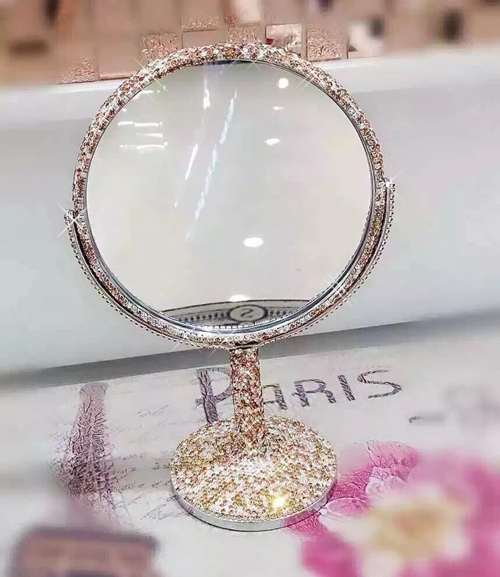 Hot Sale Cosmetic Makeup Mirrors AB Crystal Diamond Handmade Double Sided Round Vanity Mirrors, Gold, pink, white
Hot Sale Cosmetic Makeup Mirrors AB Crystal Diamond Handmade Double Sided Round Vanity Mirrors, Gold, pink, white