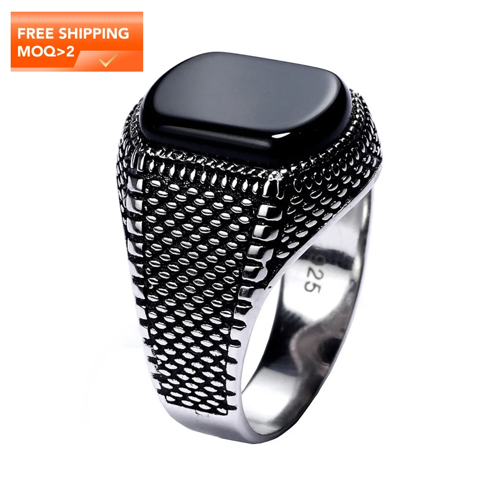 Turkish Jewelry Black Ring Men Light-weight 6g Real 925 Sterling Silver Mens Rings Natural Agate Stone Vintage Cool Fashion
Turkish Jewelry Black Ring Men Light-weight 6g Real 925 Sterling Silver Mens Rings Natural Agate Stone Vintage Cool Fashion