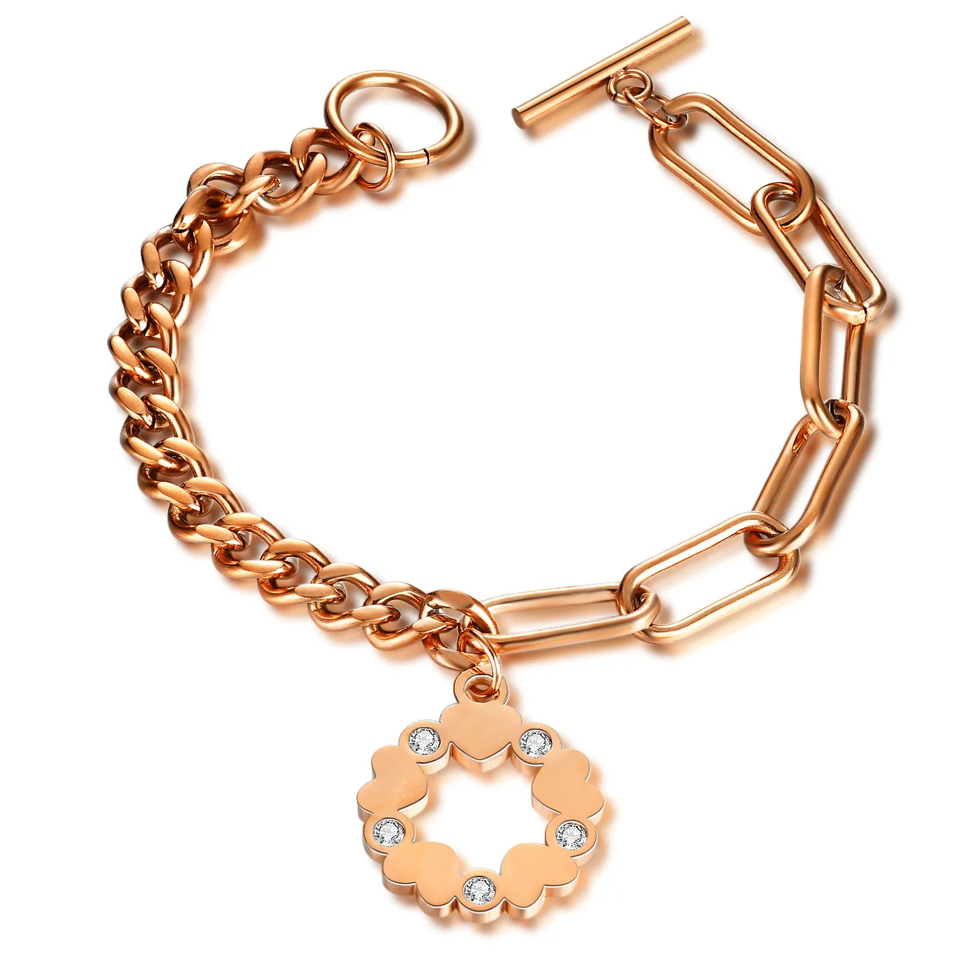 Flower design pendant 18K gold plated OT button stainless steel bracelet for women, Silver,rose gold,gold
Flower design pendant 18K gold plated OT button stainless steel bracelet for women, Silver,rose gold,gold