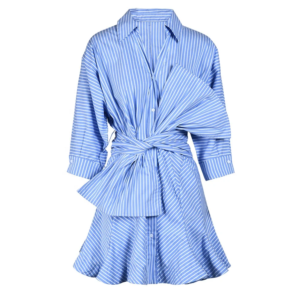 OUDINA New Products Stylish Casual Bow Tie Waist Striped Blouse Women's Clothing Shirt Dress For Women
OUDINA New Products Stylish Casual Bow Tie Waist Striped Blouse Women's Clothing Shirt Dress For Women