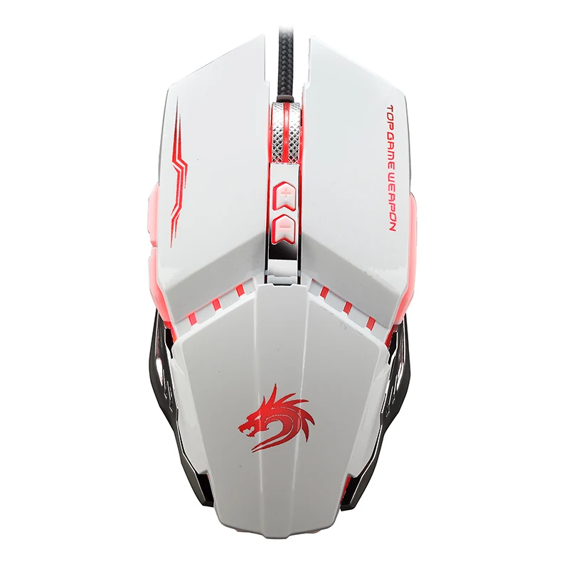 

Cool War Wolf T9 Beautiful All Metal Base Four-color Breathing Light Adjustable Mouse E-sports Game Mouse, White