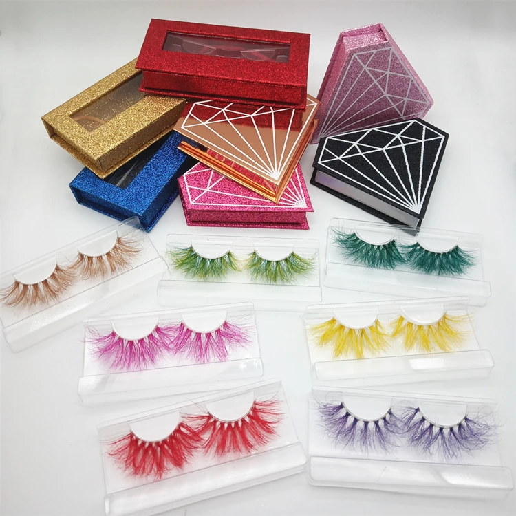 

Wholesale 100% cruelty free mink lashes 3d colorful mink fur strip eyelashes rainbow multi color mink eyelashes vendor, Many different colors