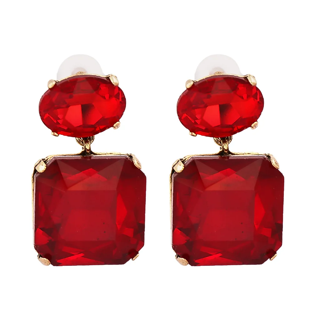 Hot Selling Simple Ruby Long Drop Earrings New Arrival Gold Plated Red Glass Diamond Square Earrings For Party
Hot Selling Simple Ruby Long Drop Earrings New Arrival Gold Plated Red Glass Diamond Square Earrings For Party