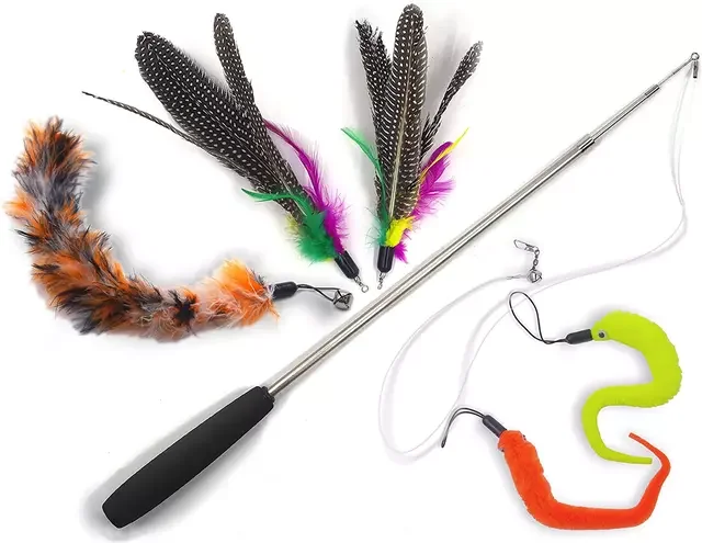 6pcs/set Pet Cat Toy Teaser Bell Feather Stretch Fishing Rod Play Wand Interactive Toys Pets Accessories Replacement Heads Set, Picture
6pcs/set Pet Cat Toy Teaser Bell Feather Stretch Fishing Rod Play Wand Interactive Toys Pets Accessories Replacement Heads Set, Picture